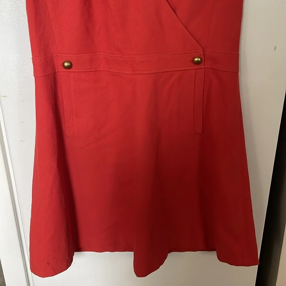 Tory Burch Size 14 Burnt Orange Gorgeous Dress Gold Accent Buttons Pockets Lined